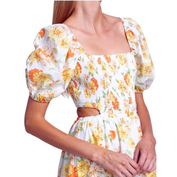 Faithfull the Brand Dresses & Skirts - Faithfull The Brand Loucetta Cutout Midi Dress-Puff Sleeves Palermo Floral Print